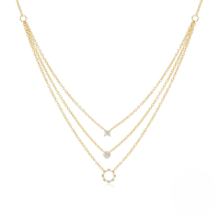 wholesale S925 Sterling Silver Geometric Round Zircon Three-layer Stackable Choker Necklace For Women, A Popular Versatile And Elegant European And American Luxury Accessory-Gold 925 silver