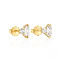 wholesale S925 Sterling Silver Irregular Trapezium Zircon Pearl Earrings, Amazon's Bestselling Versatile Fashion Earrings-Gold#5 925 silver