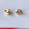 wholesale S925 gold-plated silver with natural pearl, lotus, butterfly, bow, and lily of the valley through-hole charm bracelet accessory DIY semi-finished product-0-9