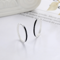 wholesale S925 sterling silver epoxy black line ear hoops, trendy sweet and cool style, hip-hop unisex earrings-0-0