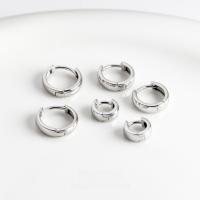 wholesale Sterling Silver Smooth Round Hoop Ear Clasps Women's Korean Style Chic Fashion Versatile Elegant Small Earrings G6613-S925 silver pair-8MM 925 silver
