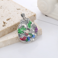 wholesale S990 Sterling Silver Enamel Dripping Resin Auspicious Pattern Mandarin Ducks Playing in Water Double-Sided Carving DIY Customizable Pendant-0-1
