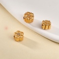 wholesale Gold-plated over S925 Ancient Silver Double-sided Floral Bead with Diamond Accents Through-hole Spacer Bead for Handmade DIY Beading Jewelry Accessories-0-0