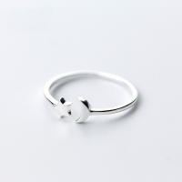 wholesale S925 silver ring, Korean-style fashion, personalized open star and moon ring, simple and elegant jewelry J3299-S925 silver ring>Adjustable opening