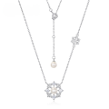 wholesale Sterling Silver New Korean Christmas Gift Snowflake Necklace Simple and Versatile Pearl Pendant Collarbone Chain Wholesale-0-0