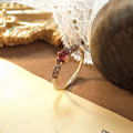 wholesale S925 Sterling Silver Gold-Plated Duli Vintage High-End Burgundy Garnet Ring, Brightening Japanese-style Luxury Exquisite Band-0-2