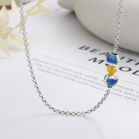 wholesale S925 sterling silver vintage distressed cute double fish chubby fish beaded long pearl chain necklace-YL468M/approx. 8.2g>925 silver