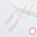 wholesale S925 silver earrings with elegant and versatile minimalist design, featuring long pearl and shell bead drop tassel ear threads, cross-border hot-selling accessories-0-3