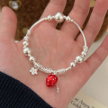 wholesale S925 Sterling Silver Berry Worry-Free Bracelet for Women, New Edition Korean Version Small and Fashionable Fresh Strawberry Bangle-0-5