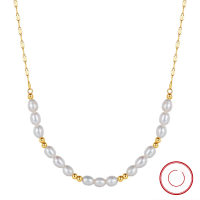 wholesale S925 Sterling Silver Cloud-Inspired Jewelry Tile Chain Cultured Freshwater Pearl Necklace 14K Gold Direct from Manufacturer-14K gold + natural freshwater pearl, approximately 5.31g 925 silver