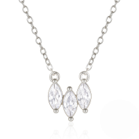 wholesale 925 Silver Hot-selling Versatile Zircon Waterdrop Pendant Necklace For Chic Sweater Outfits-Platinum 925 silver