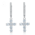 wholesale Metal material, new jewelry high-end sense diamond-encrusted cross earrings for women, lightweight luxury style, elegant and simple ear accessories-0-0