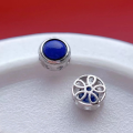 wholesale 925 Sterling Silver Accessories Inlaid with Natural Lapis Lazuli Hand Plate Bead Spacer Bean Back Cloud DIY Handmade Bead Stringing and Braiding Decoration-0-5