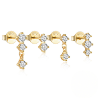 wholesale 925 Sterling Silver With Zircon Inlay, Simple Everyday Matching Earrings For Women, Popular Four-piece Set In Europe And America-Set of 4 - Gold 925 Silver