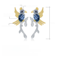 wholesale S925 silver Italian craftsmanship earrings with natural style magpie and London blue topaz, Russia-0-0