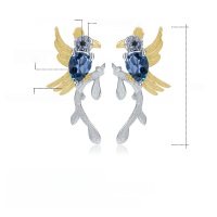 wholesale S925 silver Italian craftsmanship earrings with natural style magpie and London blue topaz, Russia-Natural peridot earrings