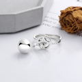 wholesale S925 Sterling Silver Korean-style Geometric Floral Wish-Granting Tassel Adjustable Statement Ring-0-2