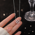 wholesale S925 Sterling Silver Maker's Light Luxury Embracing Double C Beating Heart Necklace, Fashionable High-End Design Pendant, Niche and Versatile-0-0