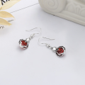 wholesale S925 Sterling Silver Irregularly Set Red Zircon Earrings, New Chinese Style Festive Luxurious Wind Earrings for Women-0-2