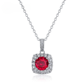 wholesale S925 Silver Cross-Border Exclusive Minimalist Geometric Lab-Created Ruby Necklace, Luxury Fashion Moissanite Pendant Custom Wholesale-0-0