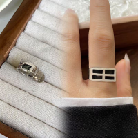 wholesale Sterling silver retro cross ring, trendy European and American brand, unique and stylish niche design, high-end adjustable open ring-xb527--Vintage Neutral Cross Ring