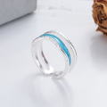wholesale S925 Sterling Silver Korean-style Creative Light Blue Resin Open Ring Irregular Design Trendy Index Finger Ring-0-1