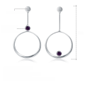wholesale Metal Geometric Exaggerated Large Hoop Earrings Natural Amethyst Earrings Nine Purple Fire Cross-Border Circular Earrings for Women-0-0