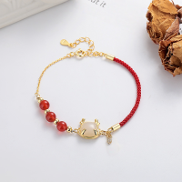 wholesale S925 sterling silver ethnic Chinese-style zodiac dragon-shaped simulated Hetian jade spliced woven red rope bracelet-256DS/approx. 3.3g>925 silver