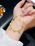 wholesale Gold-plated S925 Sterling Silver Small Fragmented Beads Bracelet, Minimalist Design, Elegant Bangle, Valentine's Day Gift for 520-0-6