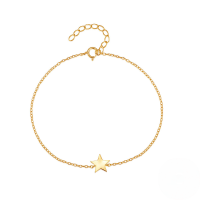 wholesale S925 Sterling Silver Single Row Zircon-studded Pentagram Circle Bracelet, A Stylish And Unique Korean-inspired Design-Gold-Style 2 925 Silver