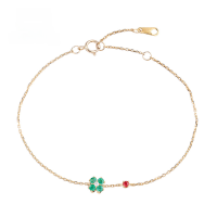 wholesale 10K Gold Artli Jewelry Japanese Korean Style Minimalist Niche Natural Colored Gemstone Moissanite Bracelet Manufacturer Wholesale-10K Real Gold Gemstone Moissanite Bracelet 10K