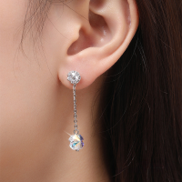 wholesale S925 Sterling Silver Korean Fashion Women's Ear Studs Small Batch Design Long Drop Elegant Earrings Versatile Personality Wholesale-ED007434 (with 1 pair of white fungus plugs and 1 pair of silicone ear plugs)  925 silver