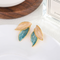 wholesale S925 Sterling Silver Minimalist Blue Leaf Earrings, Fresh, Gentle, Versatile, Ethereal, and Unique Ear Accessories-0-2