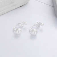 wholesale S925 Silver Korean Version Dongdaemun Ins Style Spherical Brushed Matte Trendy Design Earring Ear Clip-YFR344M/approx. 2.6g 925 silver
