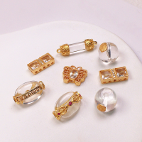 wholesale S925 silver gold-plated natural clear crystal accessories butterfly double ear spacer bead bracelet necklace string accessories DIY semi-finished products-Five-line Sutra Separator Beads