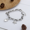 wholesale S925 Sterling Silver Retro Thai Silver Oval Thick ChainFive-Point Star PendantBracelet。-0-1