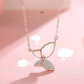 wholesale 925 Sterling Silver White Mother-of-Pearl Butterfly Necklace, New Women's Small Exclusive Design Sense Light Luxury Collarbone Chain for Girlfriend-0-2