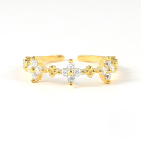 wholesale S925 Sterling Silver Ins Mini Ring, Hot Cross-border, Creative And Versatile For Women-Gold-Opening-White Diamond Opening adjustable