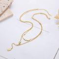 wholesale S925 Sterling Silver Korean-style Creative Square Tube Fringe Letter Pendant Necklace, Light Luxury Niche Women's Necklace-0-2