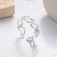 wholesale S925 Sterling Silver Spliced Heart Ring Korean Style Light Luxury Adjustable Open Heart-shaped Ring Factory Direct-YQJ1433: Approximately 2.3g  Adjustable opening