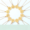 wholesale S925 Silver Minimalist European and American Style Zodiac Round Pendant Without Chain, Women's Viral Wholesale Zodiac Necklace-0-0
