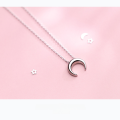 wholesale S925 Silver Necklace Pendant Women's Korean Style Fashion Minimalist Moon Necklace Elegant Personality Necklace Collarbone Chain D4293-0-2