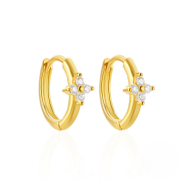 wholesale S925 Sterling Silver Double Layer Hollow Teardrop Zircon Flower Ear Cuff, A Popular Korean Style Accessory-Gold#2 925 Silver