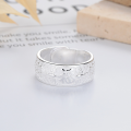 wholesale S990 Silver Adjustable Retro Creative "Fu" Character Inner Wall Buddhist Mantra Ring for Cultivation and Mindfulness-0-2