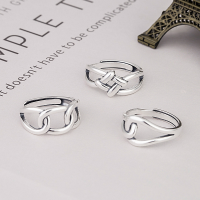 wholesale S925 Silver Retro Vintage Minimalist Geometric Ring from Unichao Studio-YJ015C model 3.1g