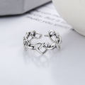 wholesale S925 Sterling Silver Korean-style Personalized Hollow Heart Patchwork Trendy Geometric Irregular Versatile Open Ring-0-1