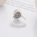wholesale S925 Sterling Silver Oval Red Agate Ring, Vintage Antique Style Cabochon Index Finger Ring, Factory Direct-0-2