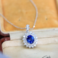 wholesale S925 Sterling Silver Red Elk Overall Cornflower Blue Pendant, Classic French Style Luxury Necklace, Fashionable and Versatile for Women-0-1