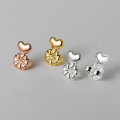 wholesale Metal material s925 silver flower heart earring auxiliary anti-fall anti-droop ear stopper TV heart-shaped support earrings T0009-0-2