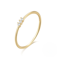 wholesale 925 Sterling Silver Minimalist Three Zircon Basic Index Finger Ring,ins。-Gold No. 6